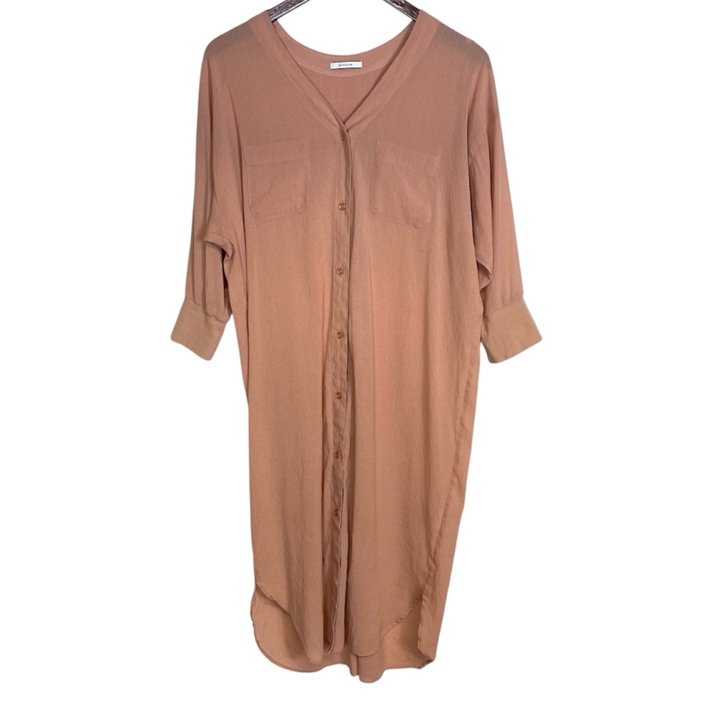 Bayflow Light Pink Semi-Sheer Button Down Dress